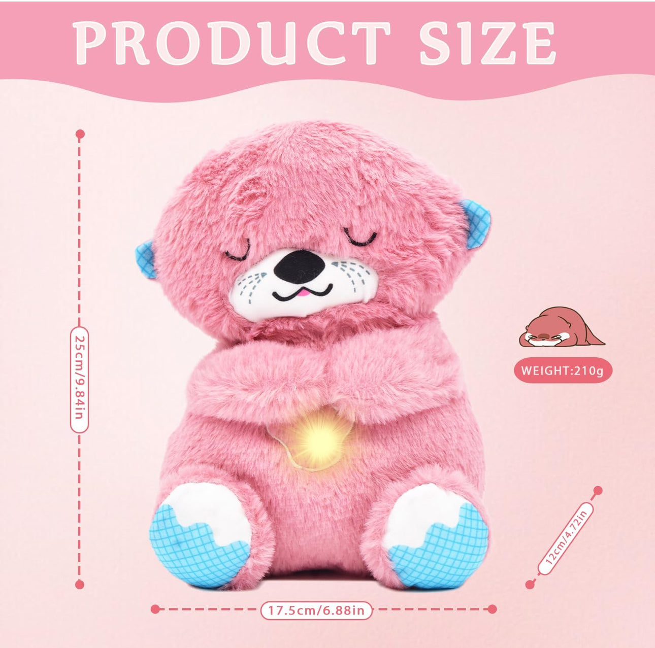 Pink Soothing Breathing Otter Plush for Anxiety Relief - Happy Little Humans Goodies