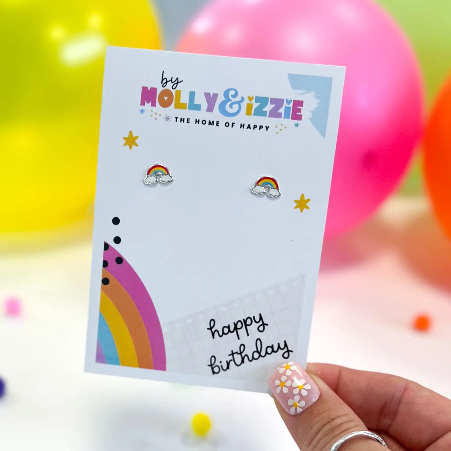 Happy Birthday Rainbow Sterling Silver Earrings - Happy Little Humans Goodies