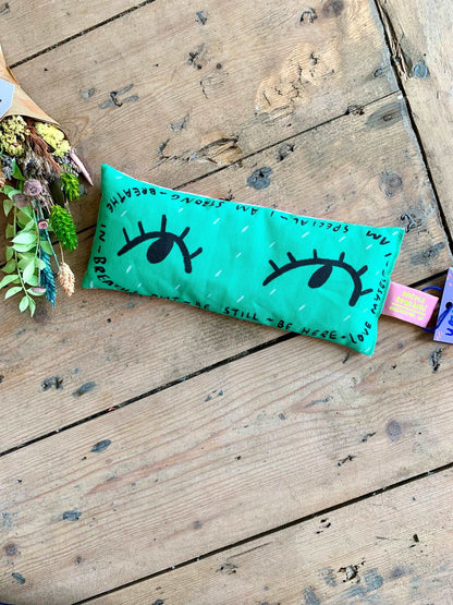 Breathe In Breathe Out Green Eyes Lavender Bag